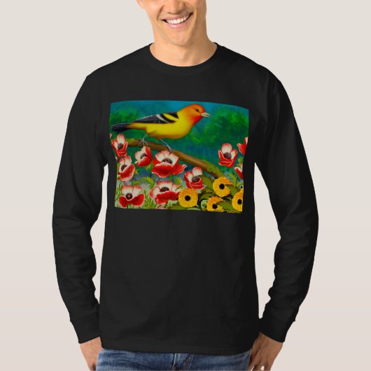 Western Tanager in Garden Flowers Sweatshirt (Voorkant)