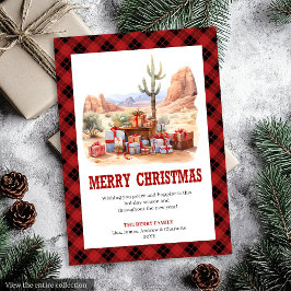 Western Tartan Plaid Rustic Christmas Card Feestdagenkaart