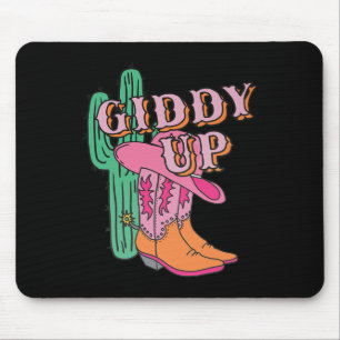 Western Texas Giddy Up Cowgirl Cowboy Boots Cactus Muismat