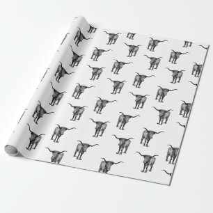 Western Texas Longhorn Bull CUSTOM BG COLOR Cadeaupapier