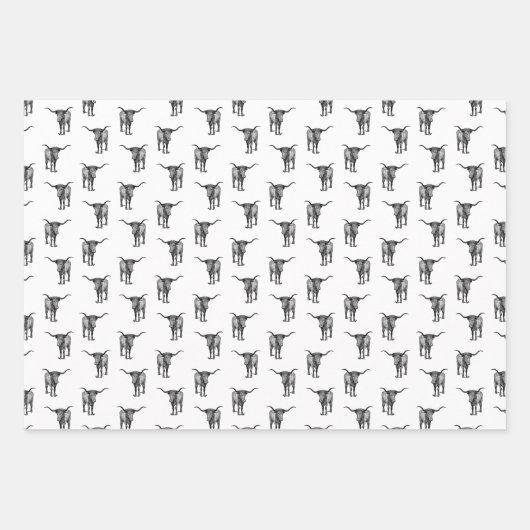 Western Texas Longhorn Bull CUSTOM COLOR Inpakpapier Vel (Voorkant)