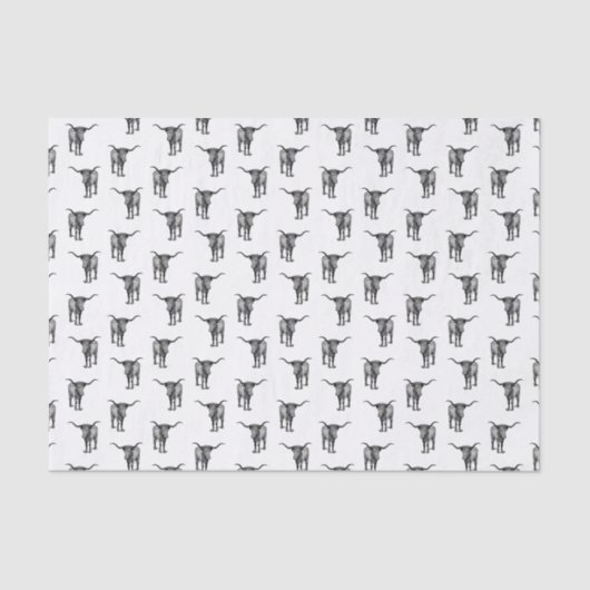 Western Texas Longhorn Bull CUSTOM COLOR Tissuepapier (Voorkant)