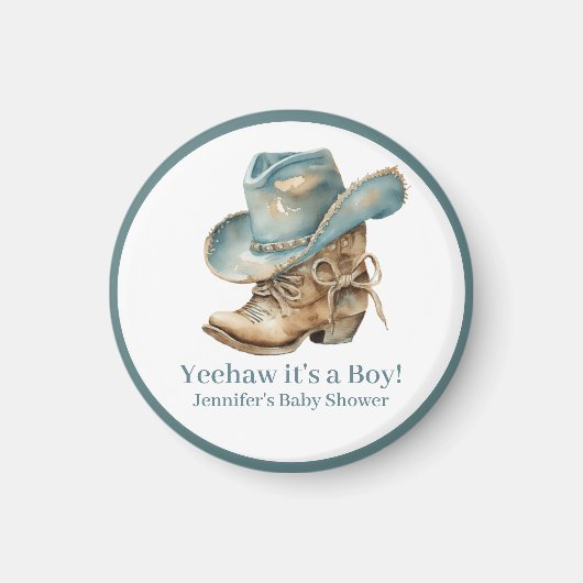 Western thema Baby shower Favor Magneet (Voorkant)