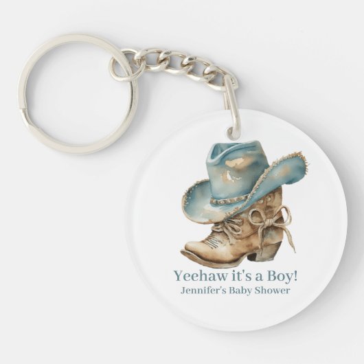 Western thema Baby shower Favor Sleutelhanger (Voorkant)