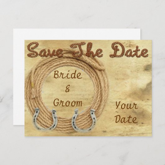 Western Thema Bewaar het Datum Briefkaart, Aankond Aankondigingskaart (Voorkant / Achterkant)