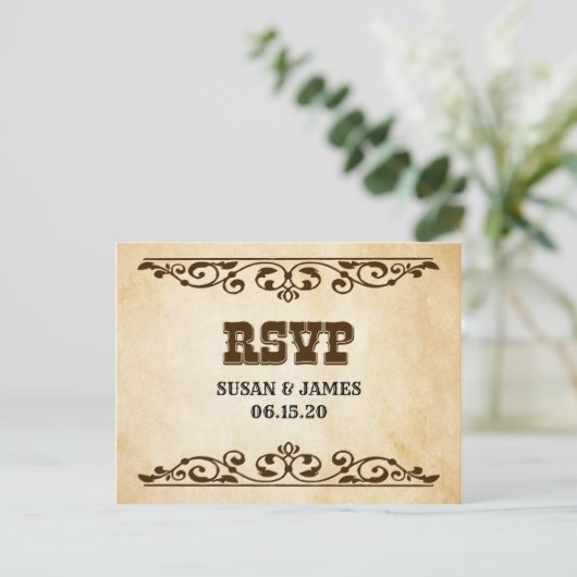 Western thema bruiloft uitnodiging RSVP-kaart (Staand voorkant)