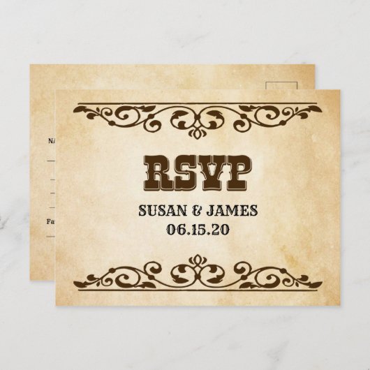 Western thema bruiloft uitnodiging RSVP-kaart (Voorkant / Achterkant)