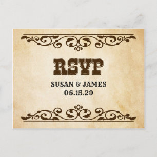Western thema bruiloft uitnodiging RSVP-kaart