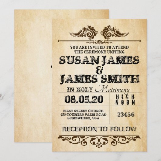 Western thema bruiloft uitnodigingen (Voorkant / Achterkant)