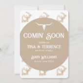 Western thema Comin' Soon Pregnancy Announcement Save The Date (Voorkant)