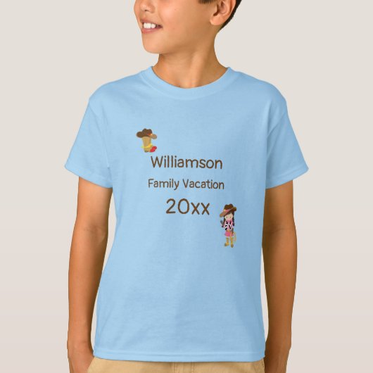 Western thema Cowboy Family Vacation Personalized T-shirt (Voorkant)