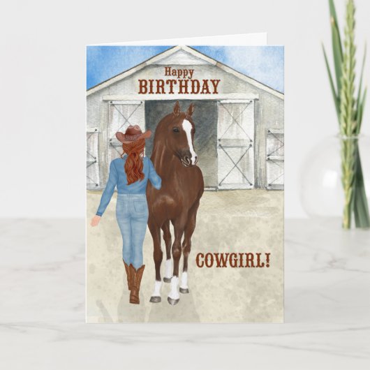 Western thema Cowgirl Birthday Kaart (Voorkant)