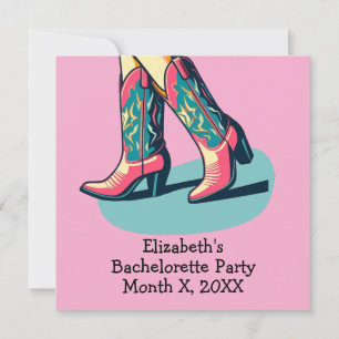 Western Thema Cowgirl Boots Bachelorette Party Kaart