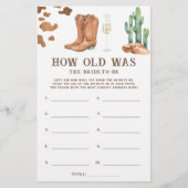 Western thema Hoe oud was de bruid om te spelen (Voorkant)