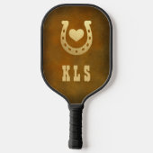 Western Thema Hoefijzer Bruin & Goud Monogram Pickleball Paddle (Achterkant)