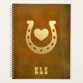 Western Thema Hoefijzer Bruin & Goud Monogram Planner (Voorkant)