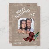 Western thema hout en roet Kerstmis Feestdagenkaart (Voorkant / Achterkant)