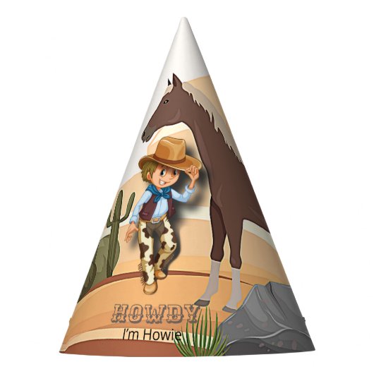 Western thema Howies Cowboy Birthday Feesthoedjes (Voorkant)