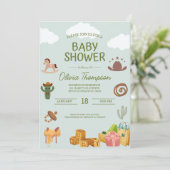 Western thema jongens Baby shower Kaart (Staand voorkant)