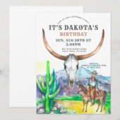 Western thema Koe Waterverf van de schedel Birthda Kaart (Voorkant / Achterkant)