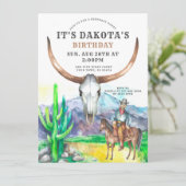 Western thema Koe Waterverf van de schedel Birthda Kaart (Staand voorkant)