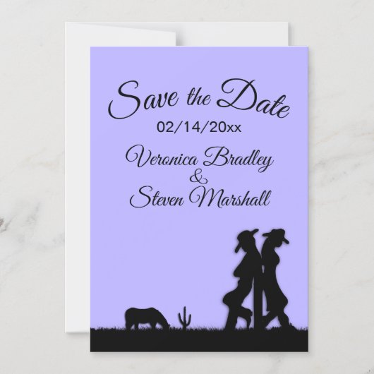 Western thema Lavender Opslaan Datum Magnetische Uitnodiging (Voorkant)