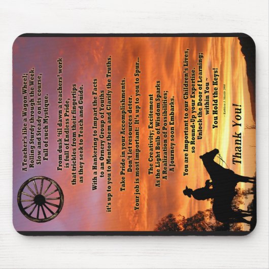Western thema leraar waardering gedicht Mousepad Muismat (Voorkant)