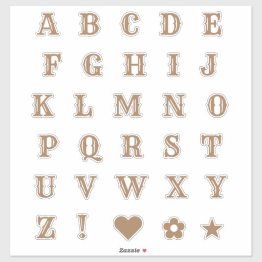 Western thema letters Alphabet Monogram Sticker (Vel)