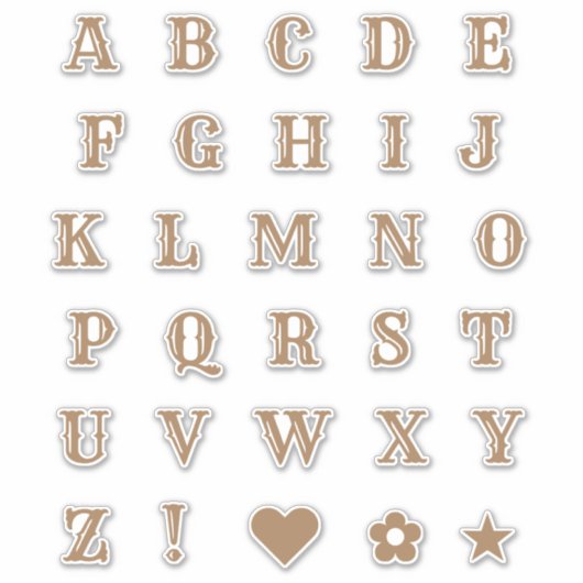 Western thema letters Alphabet Monogram Sticker (Voorkant)