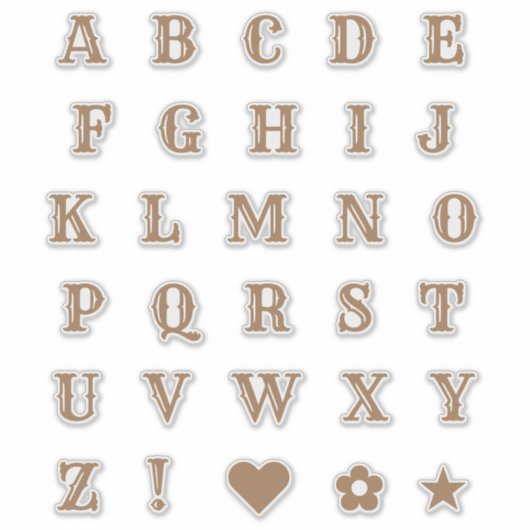 Western thema letters Alphabet Monogram Sticker (Voorkant)