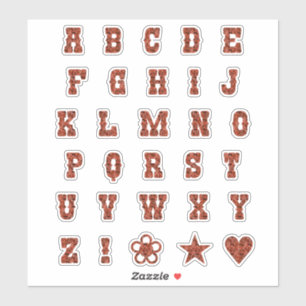 Western thema Lettertype rode Paisley Alphabet Let Sticker