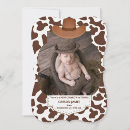 Western thema Little Cowboy New Baby Foto Aankondiging
