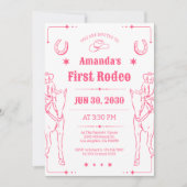 Western thema meisjes eerste verjaardagsfeestje ui save the date (Voorkant)