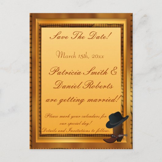 Western thema met opstarten en Pet Aankondigingskaart (Voorkant)