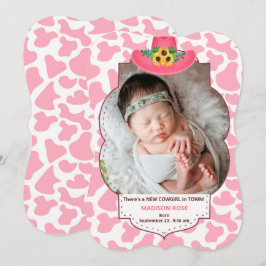 Western thema Roze Cowgirl Nieuwe babyfoto Aankondiging