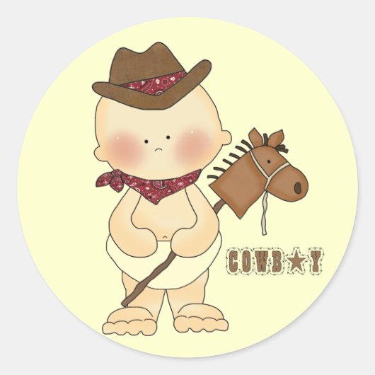 Western Thema Schattige Baby Cowboy Fun Stickers (Voorkant)
