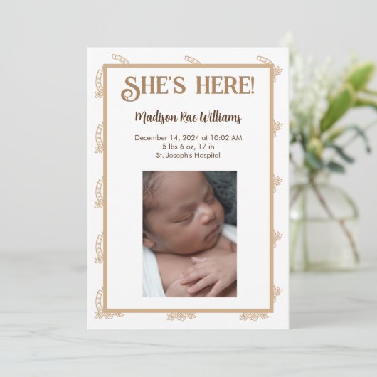 Western-thema ze is hier Geboorte Aankondiging Kaa (Staand voorkant)