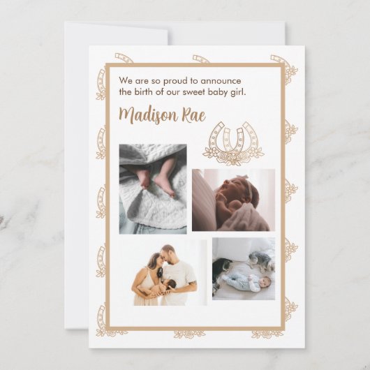 Western-thema ze is hier Geboorte Aankondiging Kaa (Achterkant)