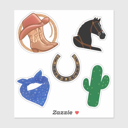 Western themafeest Cowboy Cowgirl Rodeo Wild West Sticker (Vel)