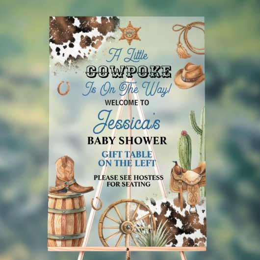 Western Theme Boy Baby Shower Acryl Bord (Neutraal)