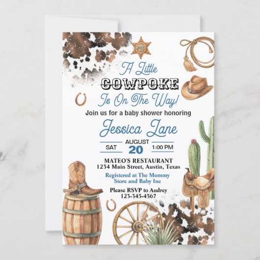 Western Theme Boy Baby Shower Kaart (Voorkant)