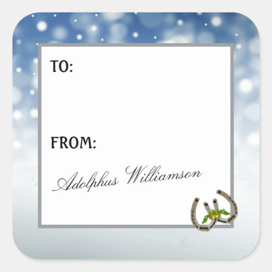 Western theme Horseshoes and Holly Vierkante Sticker (Voorkant)