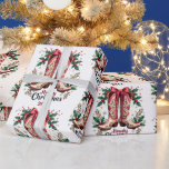 Western Theme Howdy Christmas Cowgirl Boots Cadeaupapier<br><div class="desc">Deze feestelijke westerne cowgirl laarzen hebben Howdy Christmas typografie.</div>