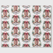 Western Theme Howdy Christmas Cowgirl Boots Cadeaupapier (Vlak)