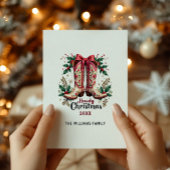 Western Theme Howdy Christmas Cowgirl Boots Feestdagenkaart