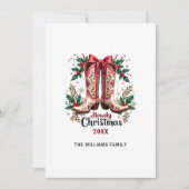 Western Theme Howdy Christmas Cowgirl Boots Feestdagenkaart (Voorkant)