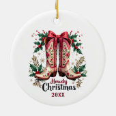 Western Theme Howdy Christmas Cowgirl Boots Keramisch Ornament (Achterkant)
