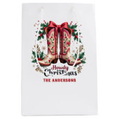 Western Theme Howdy Christmas Cowgirl Boots Medium Cadeauzakje (Voorkant)