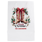 Western Theme Howdy Christmas Cowgirl Boots Medium Cadeauzakje (Achterkant)