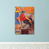 Western tijdschrift Hoesje 3 Canvas Afdruk (Insitu (Houten vloer))